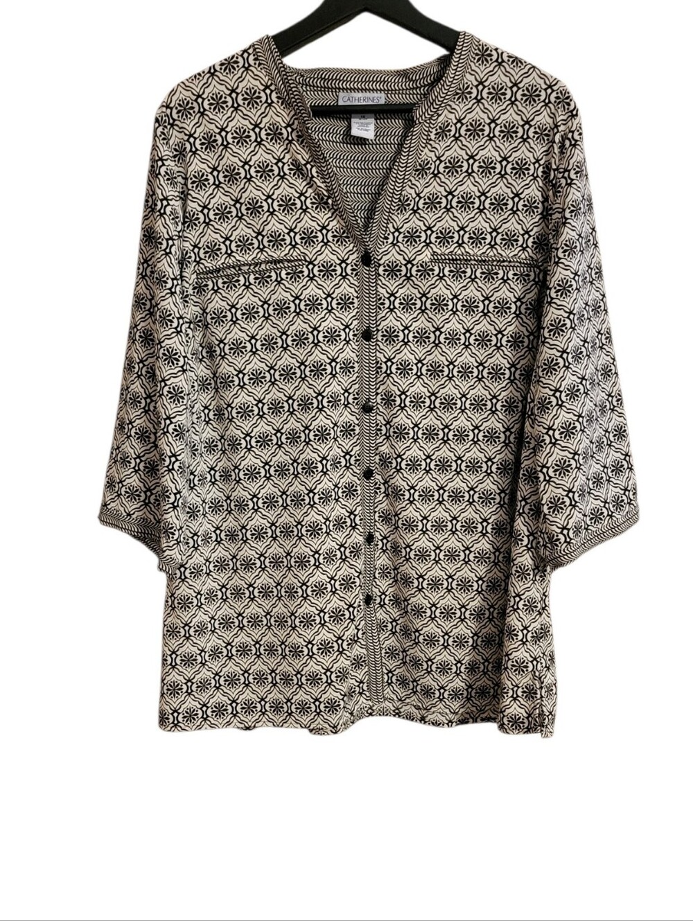 Catherines Boho Geometric Button Up Blouse